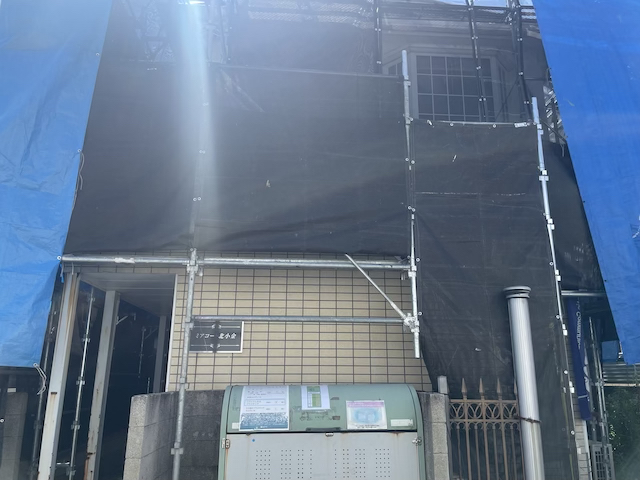 松戸市　アパート外壁塗装　全景